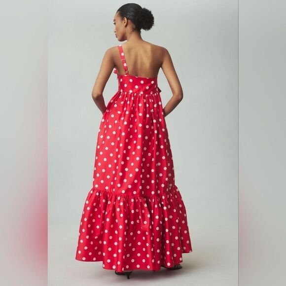 Anthropologie Atsu Sally Bow Midi Dress In Red Motif Size Small NWT - Picture 4 of 10